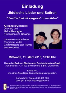 Jiddische Lieder | Termin 11.03.2015 | 18 Uhr